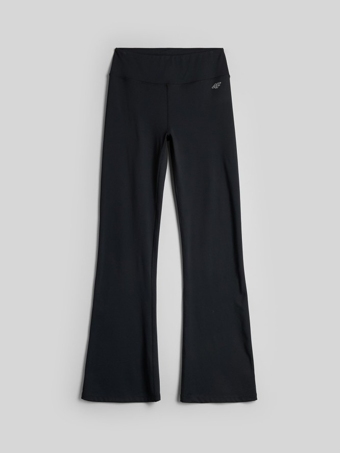4F Legginsy dzianinowe z rozszerzanymi nogawkami damskie - czarne XS