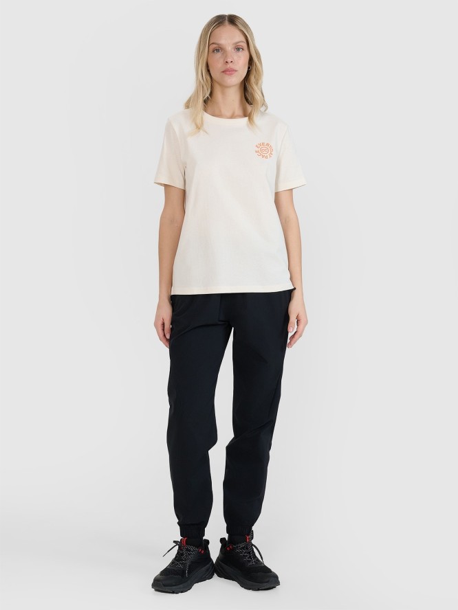 4F T-shirt oversize z nadrukiem damski - biały XXL