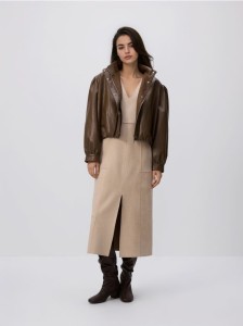 Sukienka z imitacji zamszu - beżowy