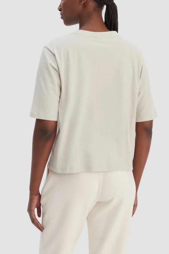 GUESS Zielony bawełniany t-shirt damski na krótki rękaw Colette Boxy, Rozmiar L