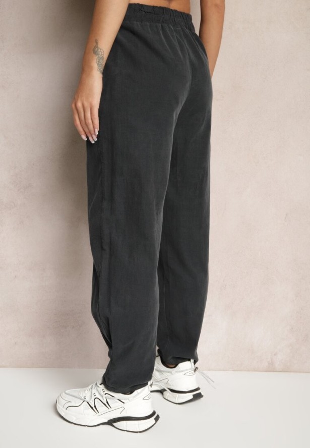 Ciemnoszare Spodnie z Bawełny High Waist Galili