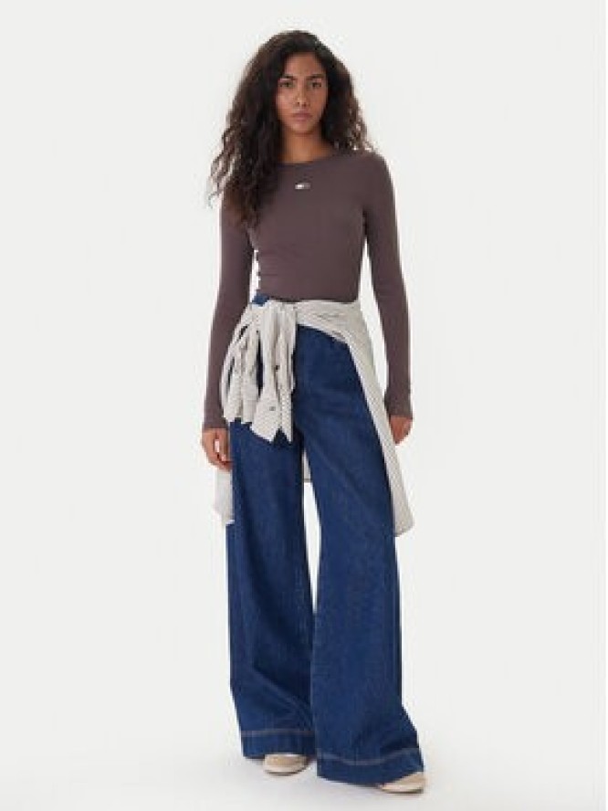 Tommy Jeans Bluzka DW0DW20178 Brązowy Slim Fit