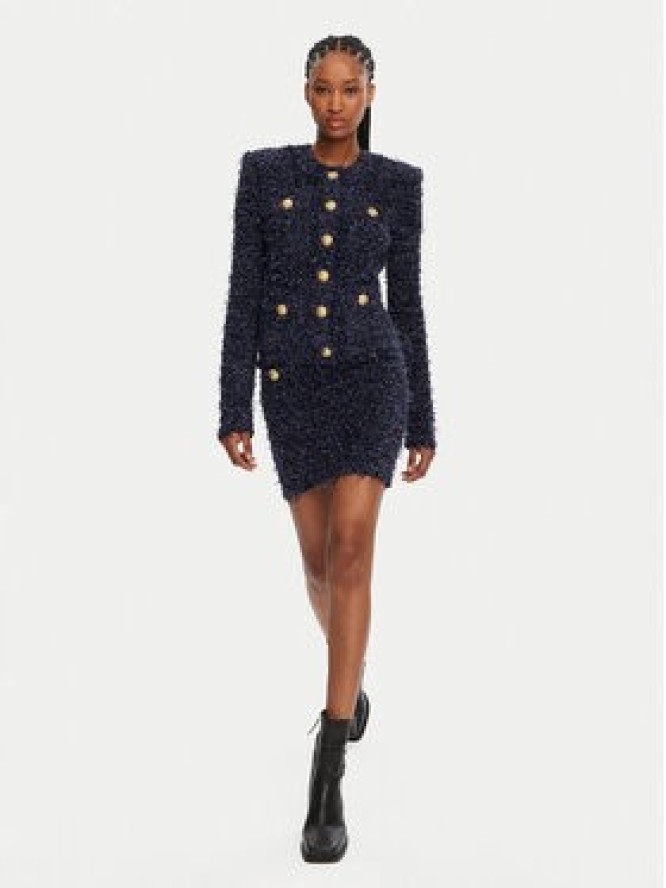 Balmain Spódnica mini DF0LB015KH74 Granatowy Regular Fit
