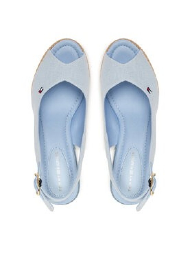 Tommy Hilfiger Espadryle Flag High Wedge Espad Slingback FW0FW09343 Błękitny