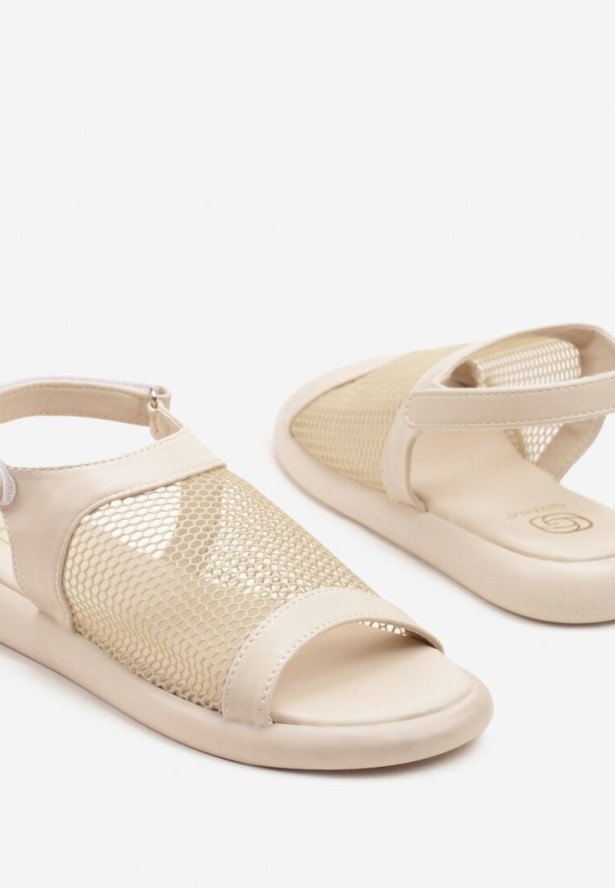 Beżowe Sandały z Siateczkową Cholewką Ranevia