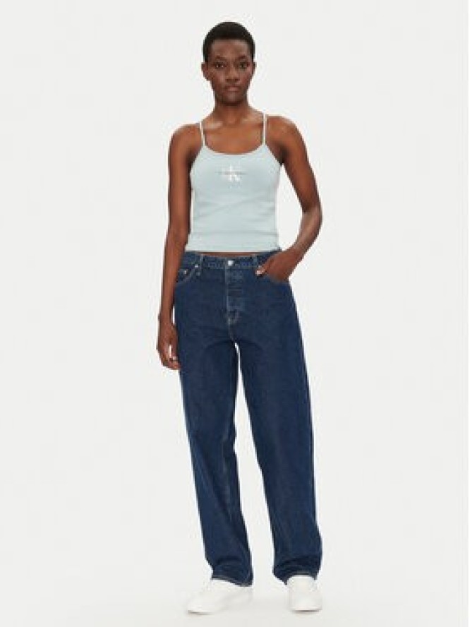 Calvin Klein Jeans Top Monologo J20J223105 Niebieski Slim Fit