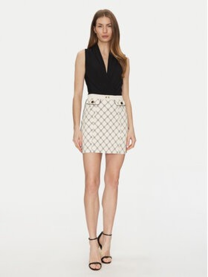 Elisabetta Franchi Spódnica mini GO-S03-51E2-V320 Écru Regular Fit