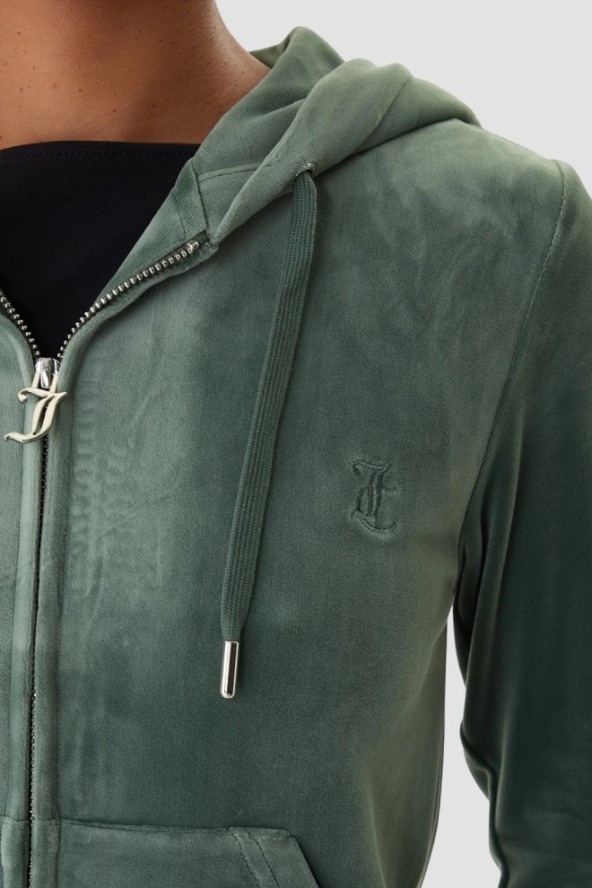 JUICY COUTURE Zielona bluza damska Gold Robertson Hoodie, Rozmiar S