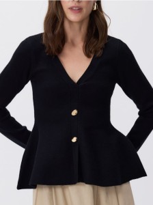 Sweter z dekoracyjnymi guzikami - czarny