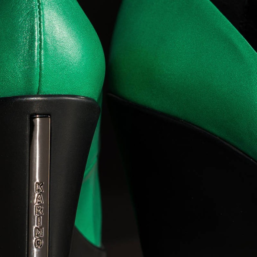 Zielone Czółenka Karino Damskie Półbuty Na Koturnie