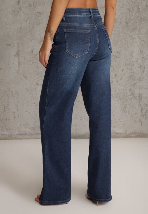 Niebieskie Jeansy Wide Leg Regular Waist z Bawełną i Domieszką Wiskozy Petocea