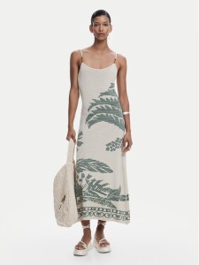 Desigual Sukienka letnia Marsella 25SWVF11 Beżowy Slim Fit