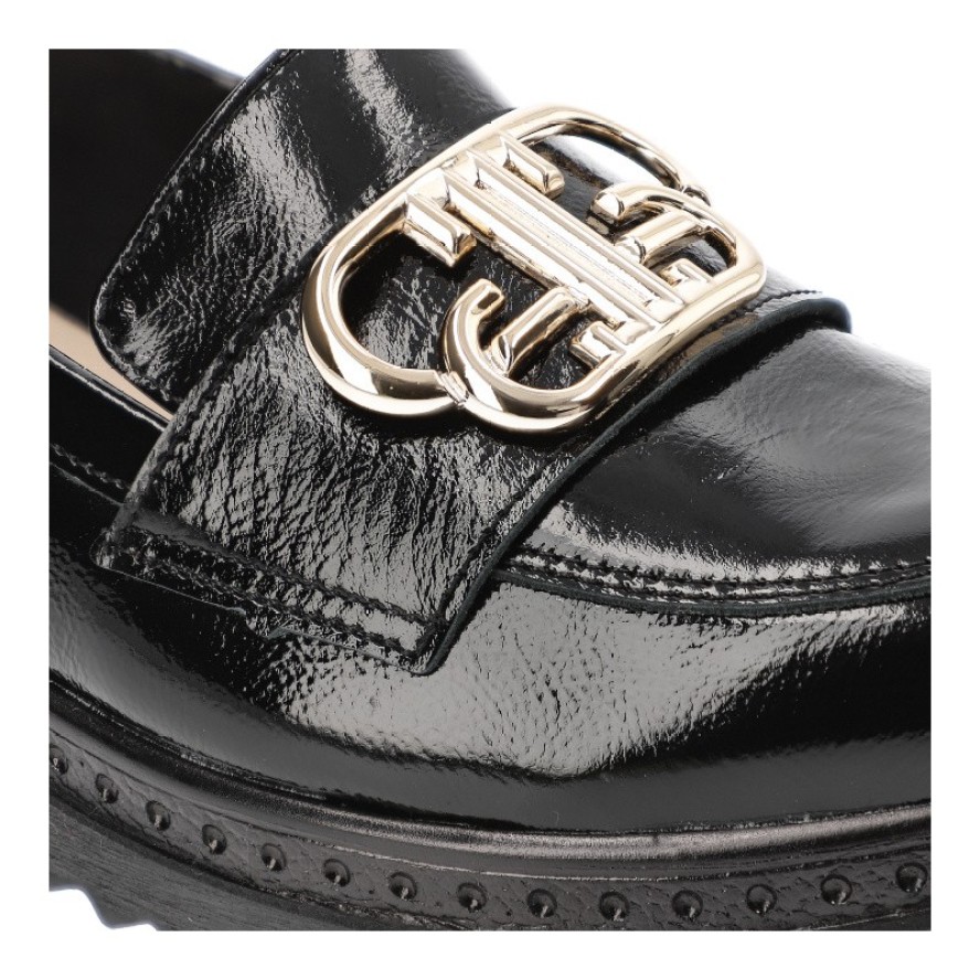 Czarne Półbuty Armodo Lakierowane Mokasyny Damskie