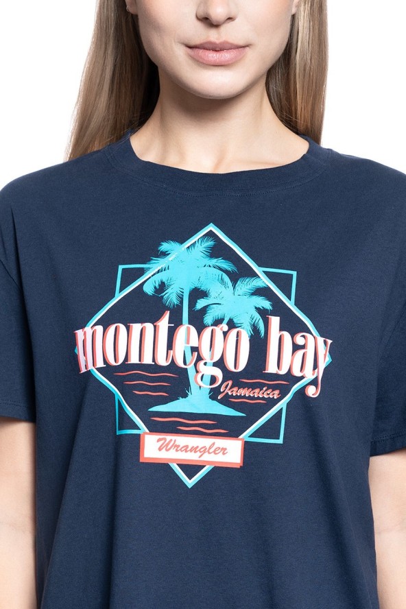 DAMSKI T-SHIRT WRANGLER BOYFRIEND TEE NAVY W7Q2GH114 112132080