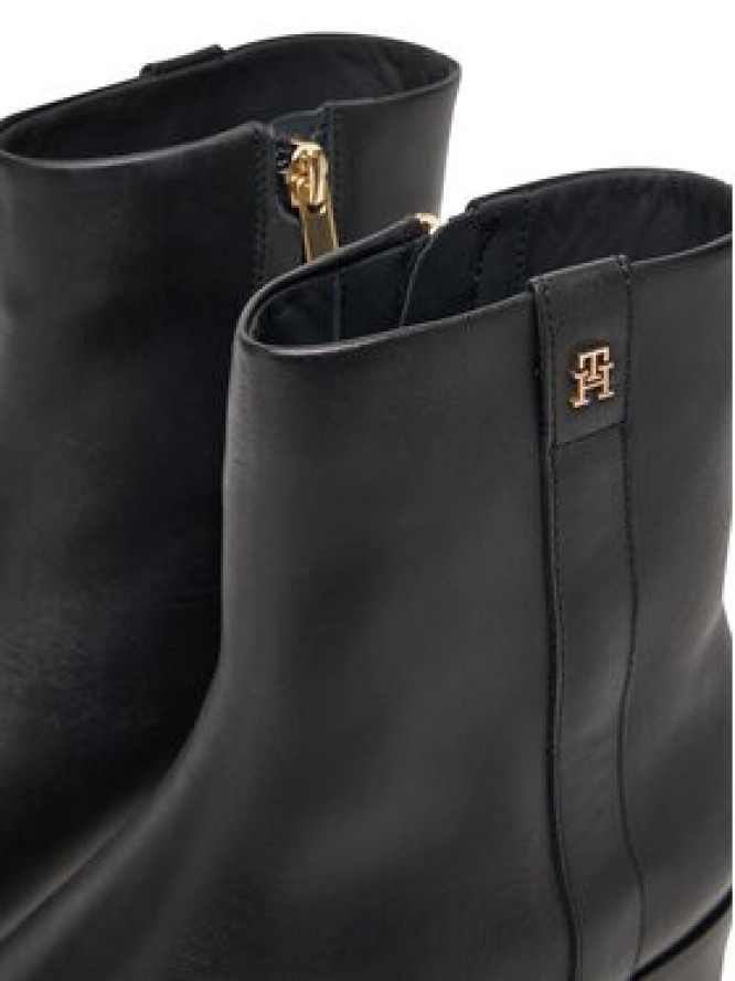 Tommy Hilfiger Botki Th Leather Pointy Zip Bootie FW0FW08980 Czarny