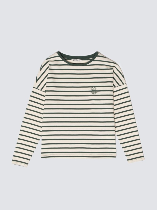 Bluzka damska w paski beżowo-zielone Alerra 304