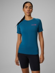 4F Koszulka trekkingowa regular szybkoschnąca damska - turkusowa L
