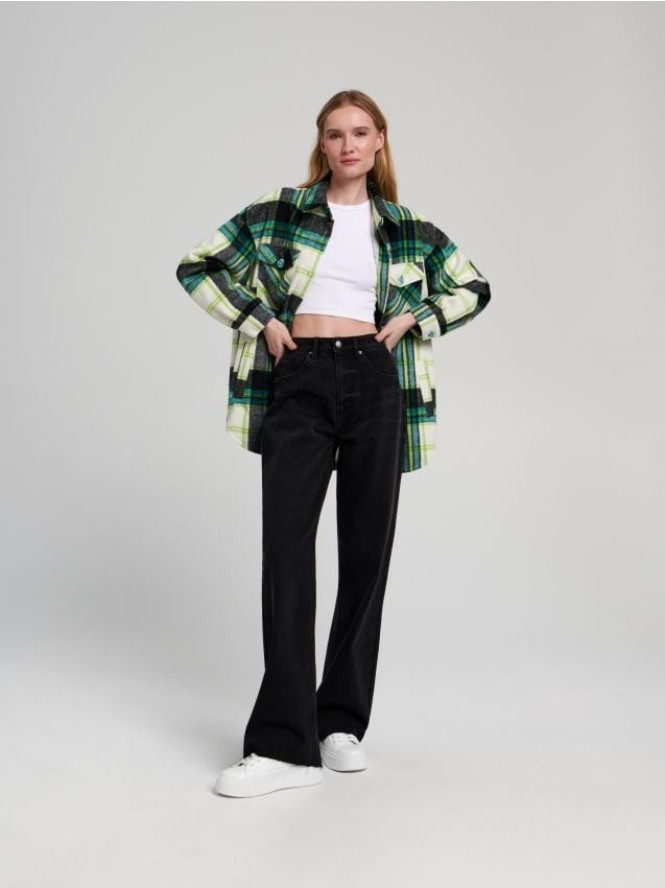 Kurtka koszulowa z domieszką wełny - zielony