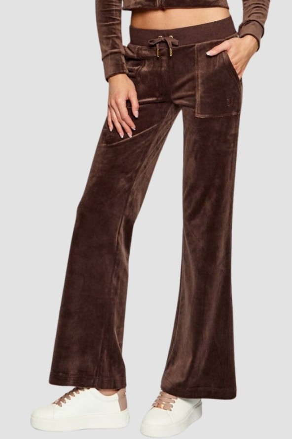 JUICY COUTURE Czekoladowe spodnie dresowe damskie Layla Low Rise, Rozmiar S