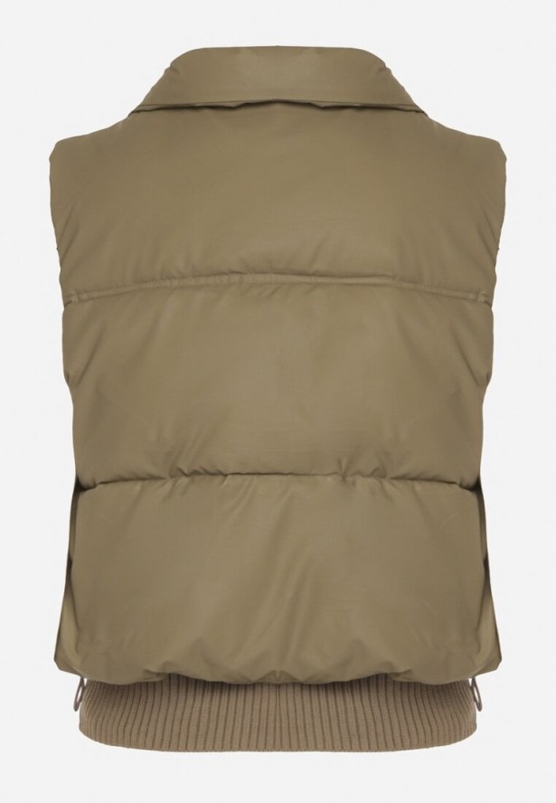 Zielona Pikowana Kamizelka Przejściowa z Imitacji Skóry Isokira