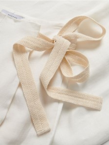 Spodnie z lnem i wiskozą - złamana biel