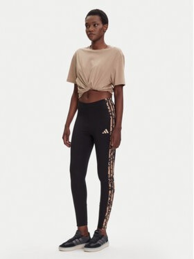 adidas Legginsy Animal Print 3-Stripes JM1864 Czarny Slim Fit