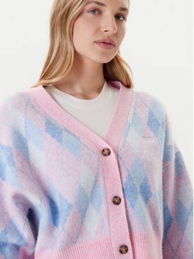 Tommy Jeans Kardigan Argyle DW0DW21180 Różowy Relaxed Fit