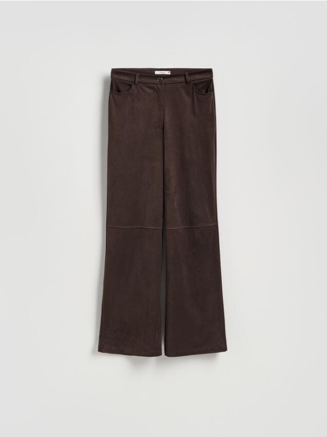 Spodnie z imitacji zamszu - ciemnobrązowy