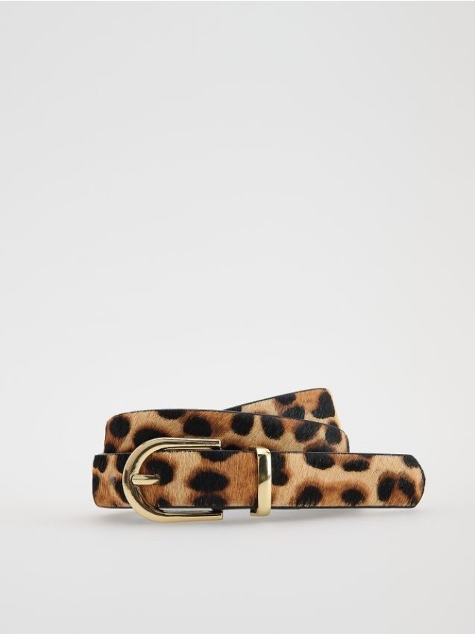 Skórzany pasek z włosiem - wielobarwny