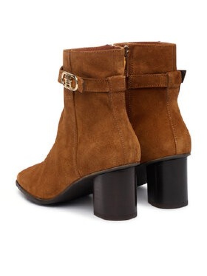 Tommy Hilfiger Botki Th Strap Suede Block Heel Boot FW0FW09521 Beżowy ciemny