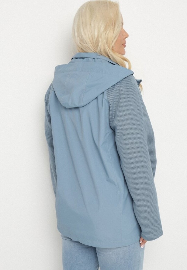 Niebieska Kurtka Wiatrówka z Odpinanym Kapturem i Ściągaczami Arseli