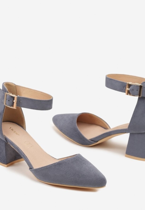 Niebieskie Czółenka Vices na Obcasie z Wkładką ze Skóry Naturalnej Nariri