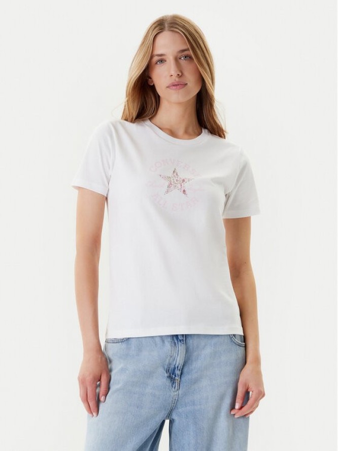 Converse T-Shirt Floral Chuck Taylor 10027751-A01 Biały Regular Fit
