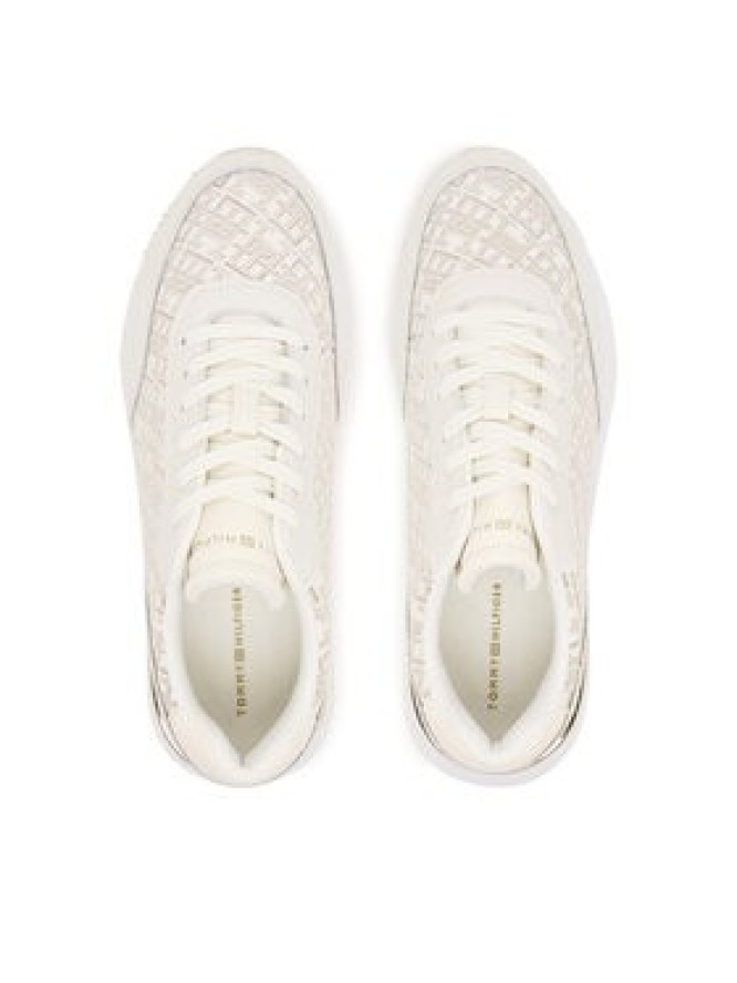 Tommy Hilfiger Sneakersy Chic Monogram Runner FW0FW09051 Écru