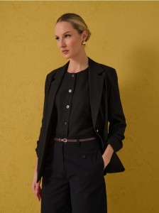 Marynarka z domieszką lnu - czarny