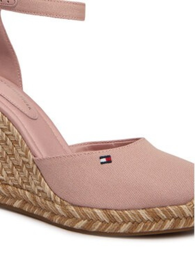 Tommy Hilfiger Espadryle Flag High Wedge Espad Closed Toe FW0FW09225 Różowy