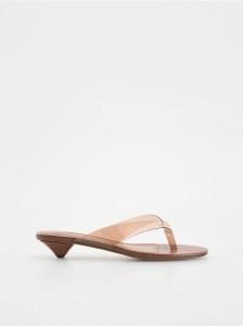 Winylowe mule na obcasie - brązowy