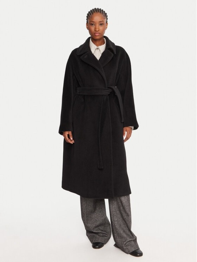 Marella Płaszcz wełniany English 2523016142 Czarny Regular Fit