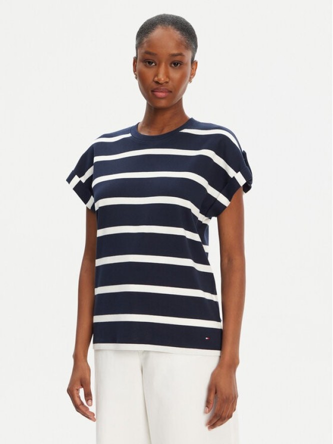 Tommy Hilfiger T-Shirt Gold Button WW0WW45628 Granatowy Regular Fit