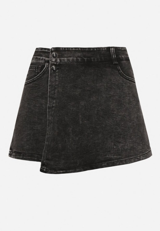 Czarne Bawełniane Spódnico-Szorty o Asymetrycznym Kroju Finavia