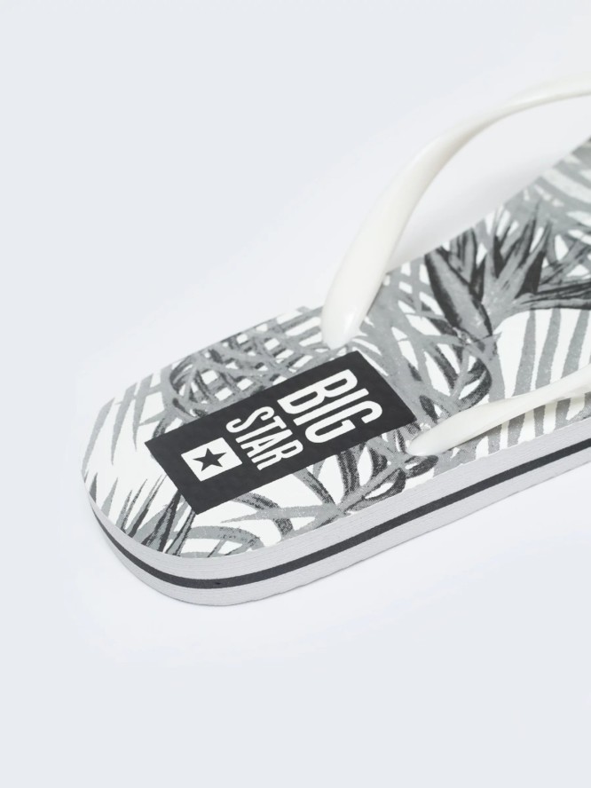 Japonki damskie z motywem roślinnym białe LL274818 101