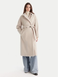 Marella Płaszcz wełniany English 2523016142 Szary Regular Fit