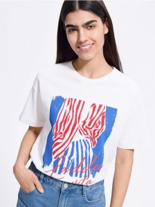 Bawełniany t-shirt z nadrukiem - biały