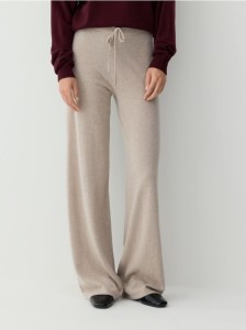 Spodnie z wełny merino - beżowy