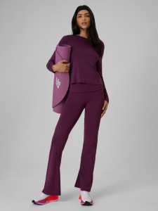 4F Legginsy z rozszerzanymi nogawkami damskie - fioletowe XL