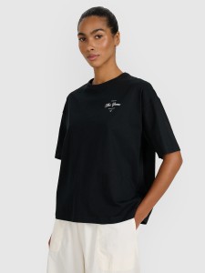 4F T-shirt oversize z nadrukiem damski - czarny L