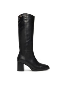 Tommy Hilfiger Kozaki Stacked Heel Leather Long Boot FW0FW08865 Czarny