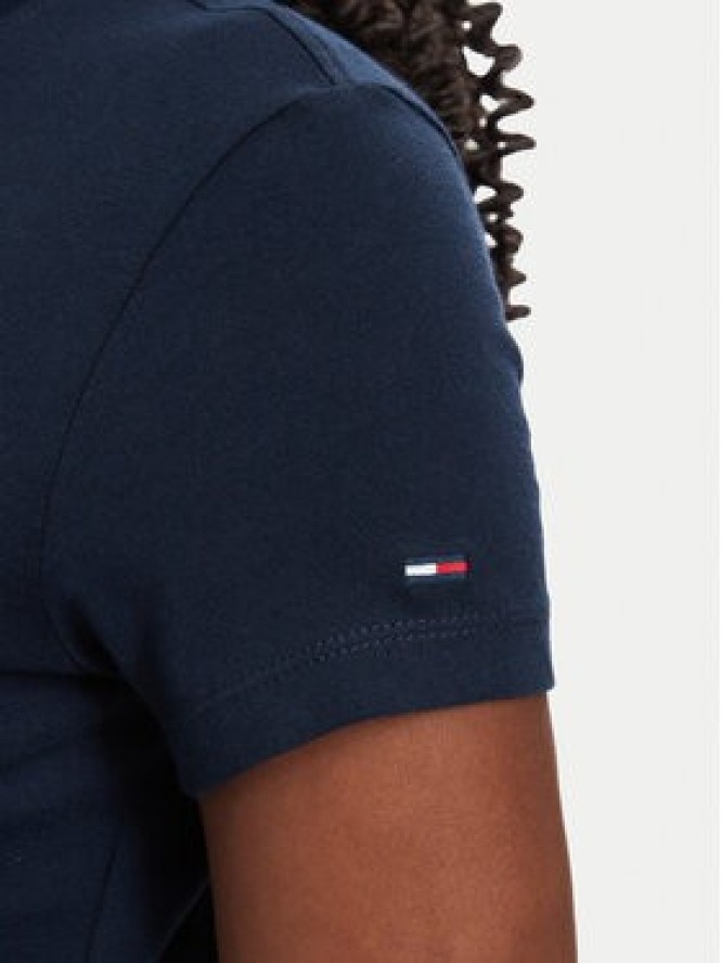 Tommy Jeans T-Shirt Ess Logo DW0DW23479 Granatowy Slim Fit