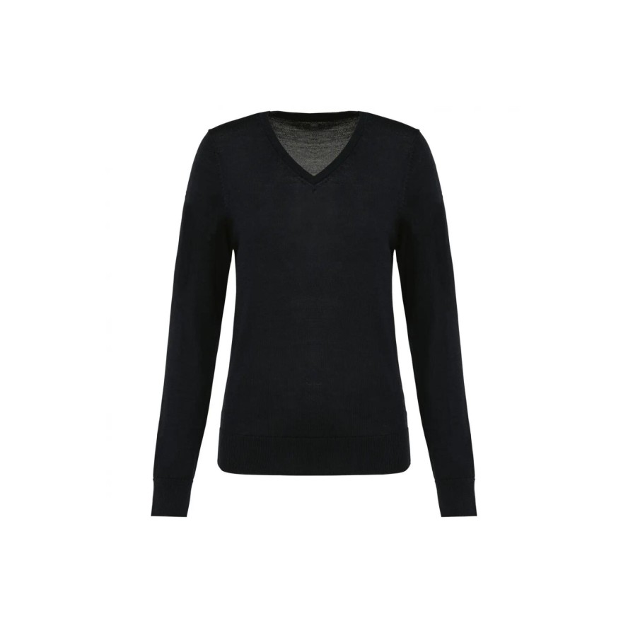 Damski sweter z merynosów z dekoltem v-neck Kariban Premium
