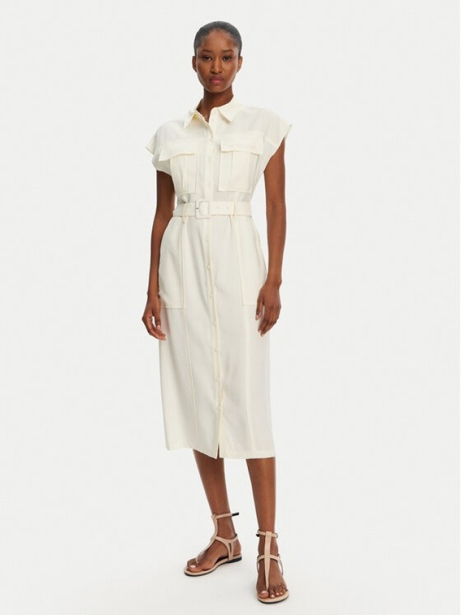 Patrizia Pepe Sukienka koszulowa 2A2870/A573-W146 Écru Regular Fit